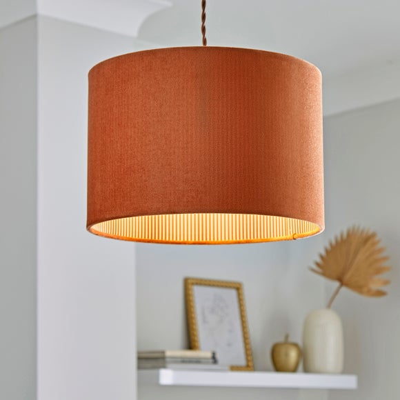 Ticking Stripe Velvet Drum Lamp Shade - image 1