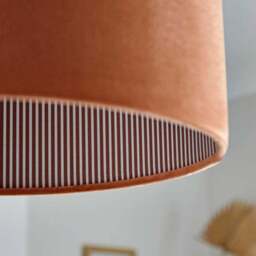 Ticking Stripe Velvet Drum Lamp Shade - thumbnail 4