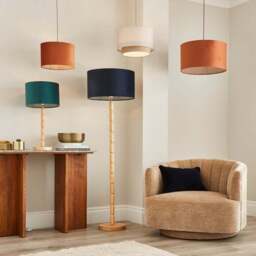 Ticking Stripe Velvet Drum Lamp Shade - thumbnail 6