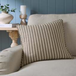 Ticking Stripe Piped Cotton Square Cushion Cover - thumbnail 1