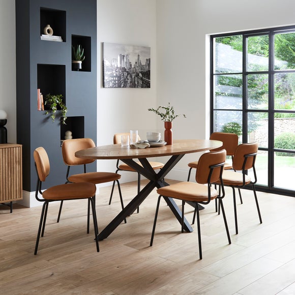 Xavi 6 Seater Oval Parquet Dining Table, Oak - image 1