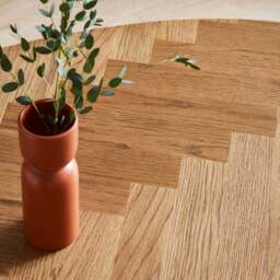 Xavi 6 Seater Oval Parquet Dining Table, Oak - thumbnail 3