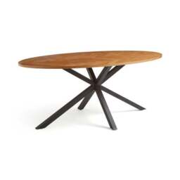 Xavi 6 Seater Oval Parquet Dining Table, Oak - thumbnail 2