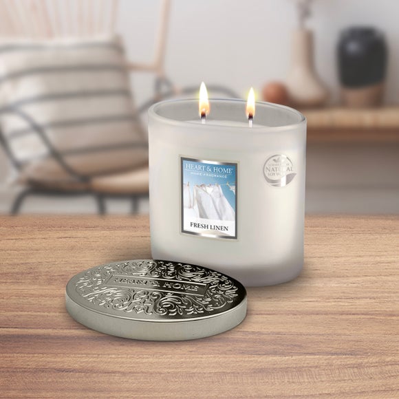 Heart and Home Ellipse Fresh Linen Multi Wick Candle - image 1