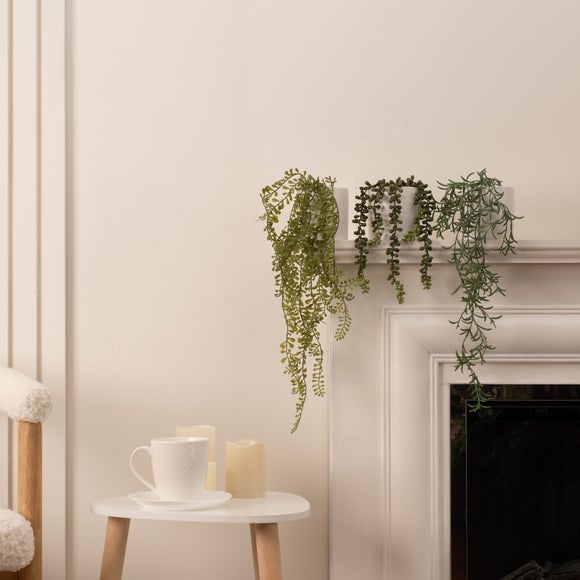 Artificial Set of 3 Trailing Plants in White Ceramic Plant Pots - image 1