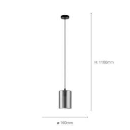 EGLO Cadaques Smoked Glass Pendant Light - thumbnail 3