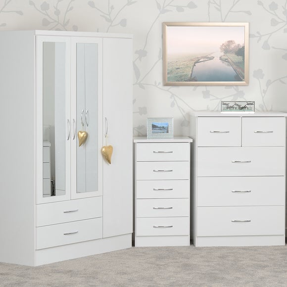 Nevada Triple 2 Drawer Wardrobe, Mirrored - image 1