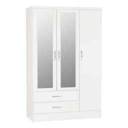 Nevada Triple 2 Drawer Wardrobe, Mirrored - thumbnail 2