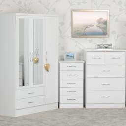 Nevada Triple 2 Drawer Wardrobe, Mirrored - thumbnail 1