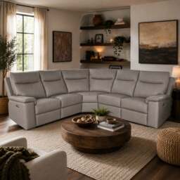 Aspire Toronto Leather Power 5 Seater Recliner Corner Sofa
