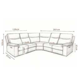 Aspire Toronto Leather Power 5 Seater Recliner Corner Sofa - thumbnail 6