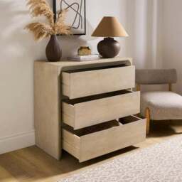 Romy Wide 3 Drawer Chest, Mango Wood - thumbnail 2
