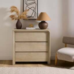 Romy Wide 3 Drawer Chest, Mango Wood - thumbnail 1