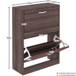 Vida Designs 2 Tier Walnut Effect Shoe Cabinet - thumbnail 6