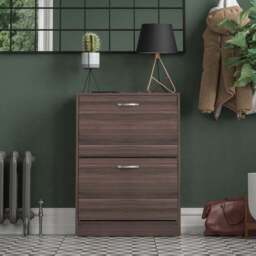 Vida Designs 2 Tier Walnut Effect Shoe Cabinet - thumbnail 2