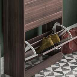 Vida Designs 2 Tier Walnut Effect Shoe Cabinet - thumbnail 4