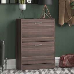 Vida Designs 2 Tier Walnut Effect Shoe Cabinet