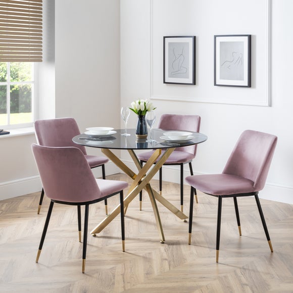 Montero 4 Seater Round Dining Table, Gold Top - image 1