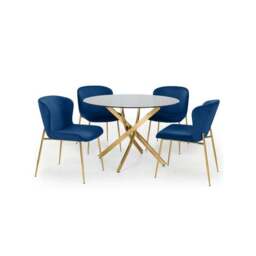 Montero 4 Seater Round Dining Table, Gold Top - thumbnail 6