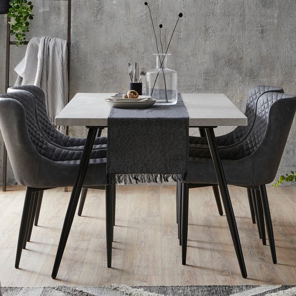 Zuri 6 Seater Rectangular Dining Table, Grey Concrete Effect - image 1