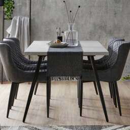 Zuri 6 Seater Rectangular Dining Table, Grey Concrete Effect - thumbnail 1