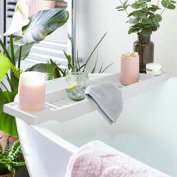 White Bamboo Bath Rack - thumbnail 1