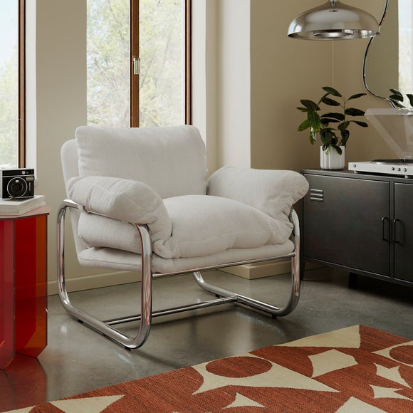 Halston Soft Chenille Metal Framed Armchair - image 1