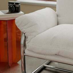 Halston Soft Chenille Metal Framed Armchair - thumbnail 3