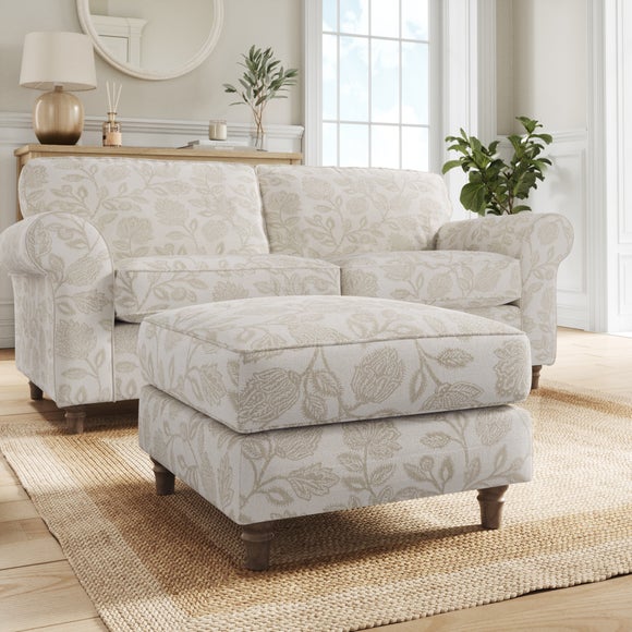 Flori Woven Floral Fabric Footstool - image 1