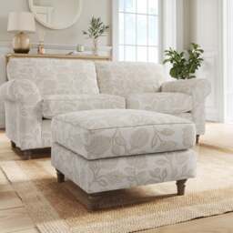 Flori Woven Floral Fabric Footstool - thumbnail 1