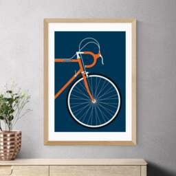 East End Prints Orange Coloured Race Bike Print by Bo Lundberg - thumbnail 1