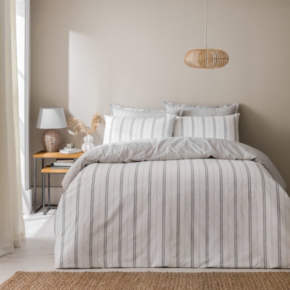 Pia Slub Stripe 100% Cotton Duvet Cover & Pillowcase Set - image 1