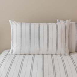 Pia Slub Stripe 100% Cotton Duvet Cover & Pillowcase Set - thumbnail 2