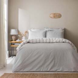 Pia Slub Stripe 100% Cotton Duvet Cover & Pillowcase Set - thumbnail 3