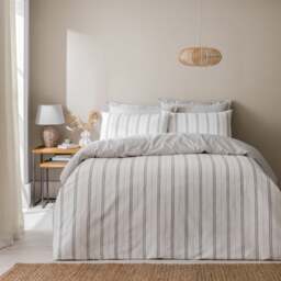 Pia Slub Stripe 100% Cotton Duvet Cover & Pillowcase Set - thumbnail 1
