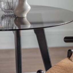 Brea 4 Seater Round Glass Top Dining Table - thumbnail 2
