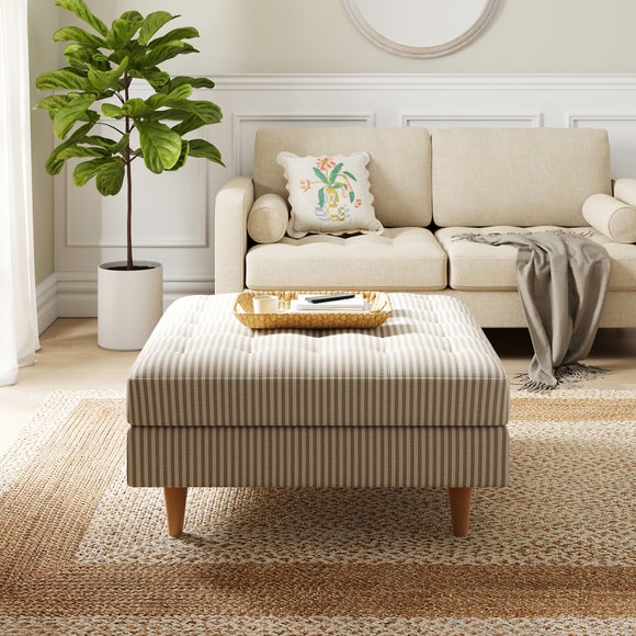Zoe Pinstripe Fabric Square Storage Footstool - image 1