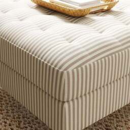 Zoe Pinstripe Fabric Square Storage Footstool - thumbnail 4