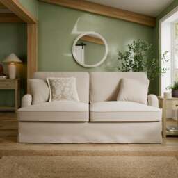 Beatrice II Faux Linen Fixed Loose Cover 3 Seater Sofa - thumbnail 1