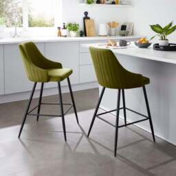 Shea Counter Height Barstool, Velvet - thumbnail 2