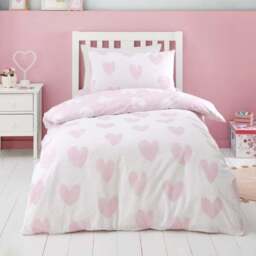 Catherine Lansfield Hearts 100% Brushed Cotton Duvet Cover & Pillowcase Set - thumbnail 3