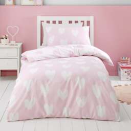 Catherine Lansfield Hearts 100% Brushed Cotton Duvet Cover & Pillowcase Set - thumbnail 1