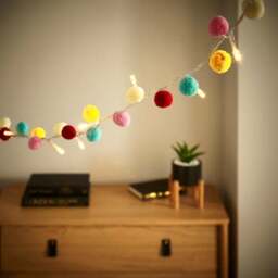 Multicoloured Pom Pom String Lights - thumbnail 2