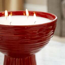 Textured Ceramic Woody Round Multi Wick Candle - thumbnail 2