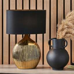 Gemini Gold Etched Ceramic Table Lamp - thumbnail 1