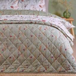 Catherine Lansfield Grasmere Brushed Floral Bedspread - thumbnail 3