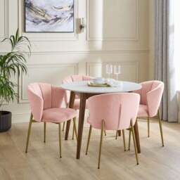 Kiley Dining Chair with Gold Legs, Velvet - thumbnail 2