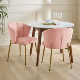 Kiley Dining Chair with Gold Legs, Velvet - thumbnail 1