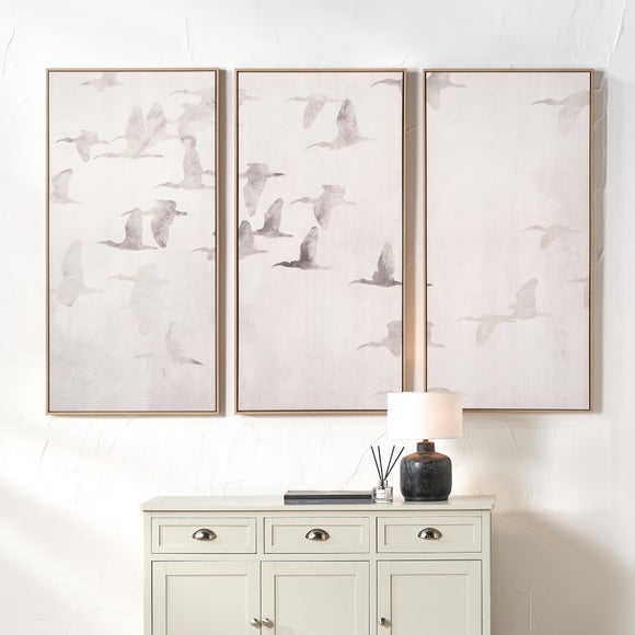 Set of 3 Birds Natural Framed Canvases - image 1