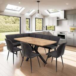 Hampton Dining Table with 3 Sheldon Faux Leather Dining Chairs and Corner Bench - thumbnail 2